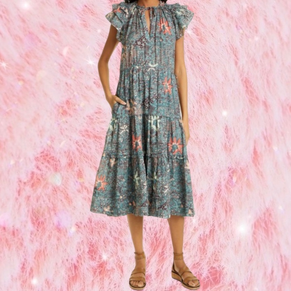 Ulla Johnson Rema Floral Ruffle Dress Malachite